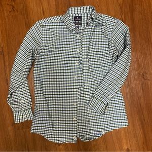 Men’s Stafford Button Down Casual/Dress Shirt. 16 34/35 Blue and Green Checkered